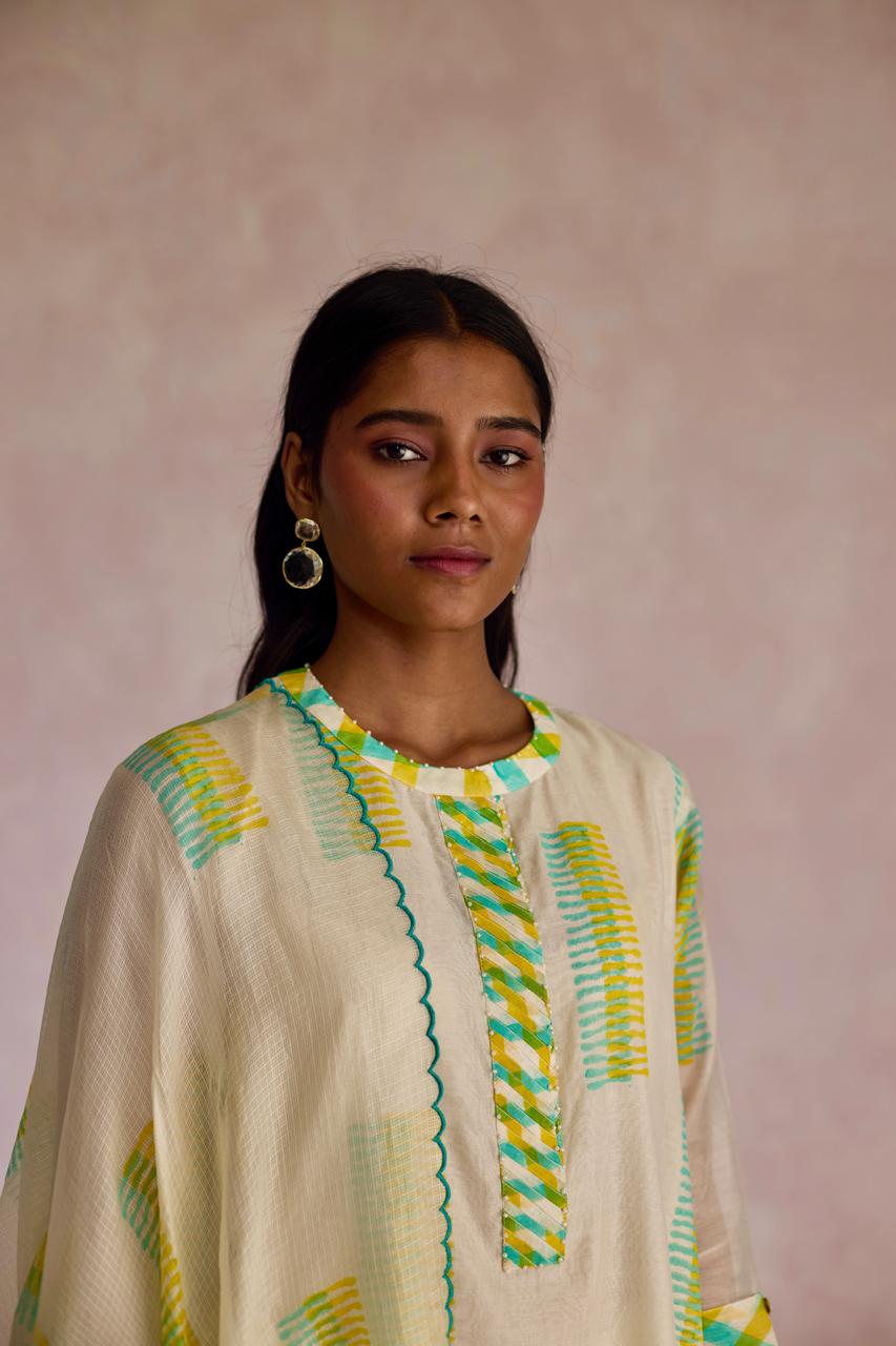 Emerald Bliss: Chanderi Kurta Set