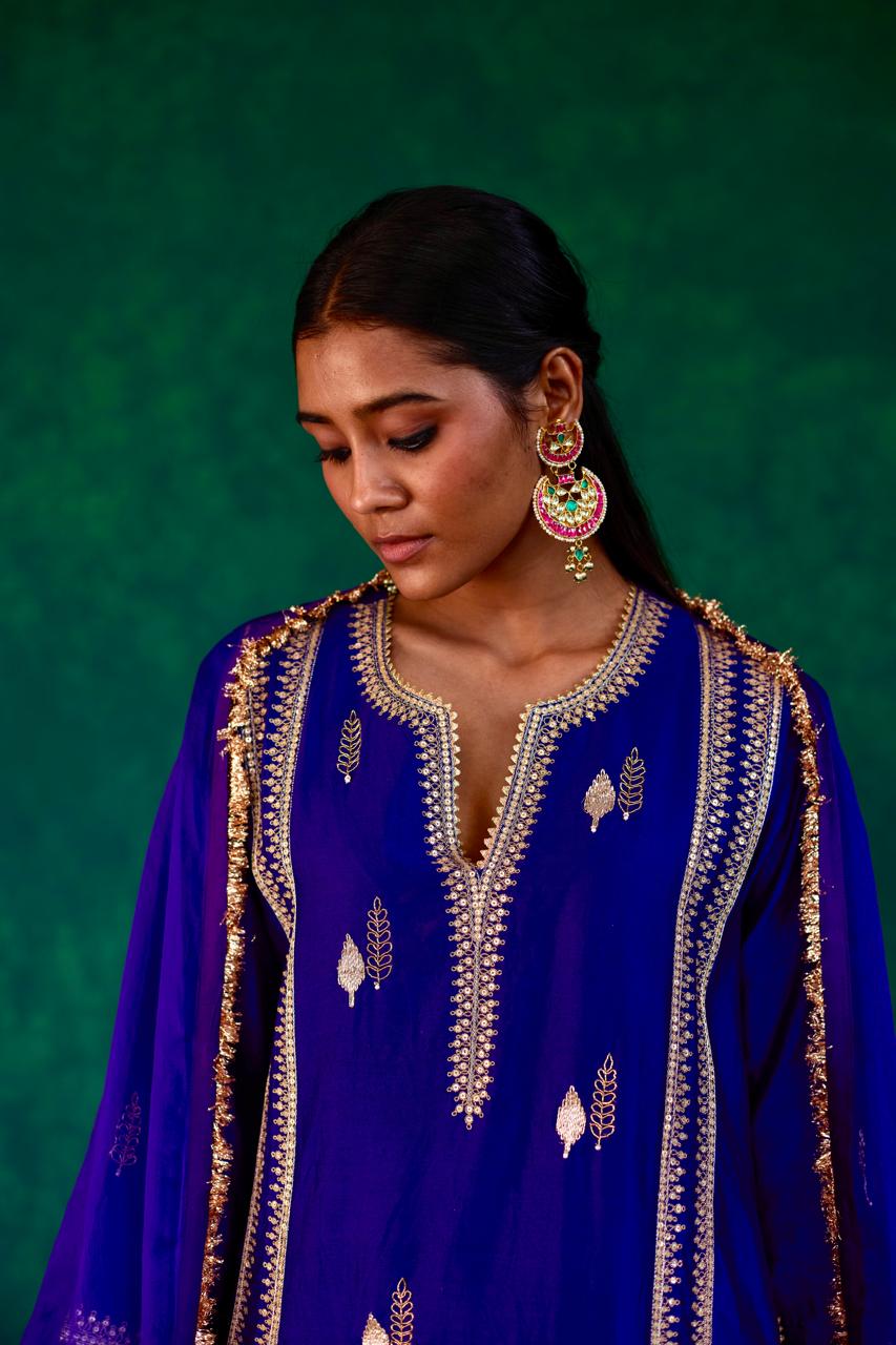 Twilight Majesty: Violet + Ink Blue Silk Kali Set