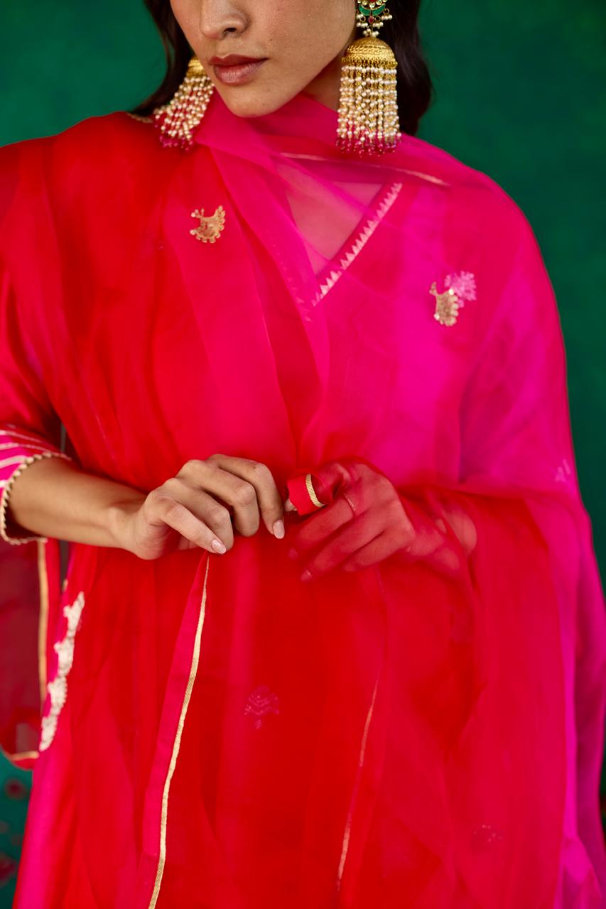 Scarlet Plume: Red + Pink Silk Feather Set