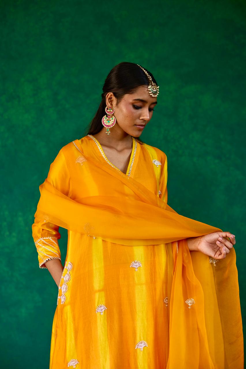 Sunrise Glow: Yellow + Orange Silk Feather Set