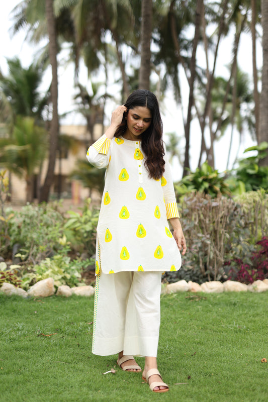 Sunny Grove Co-ord Set - Ivory + Yellow & Green