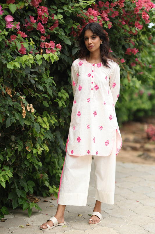 Pink Hashtag Co-ord Set - Ivory + Pink