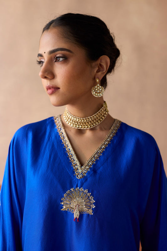 Peacock Kaftan - Cobalt Blue
