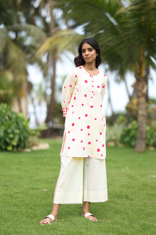 Pink Polka Co-ord Set - Ivory + Pink