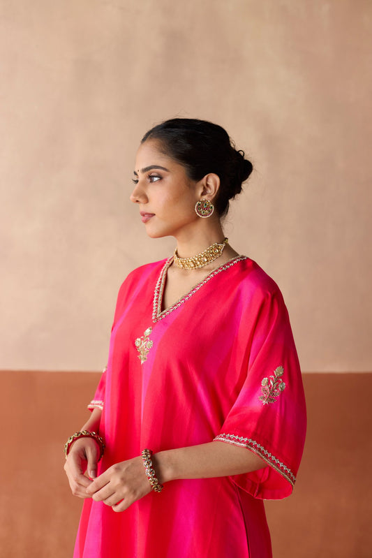Tie Dye Kaftan - Red+ Pink