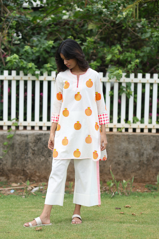 Rosy Zest Co-ord Set - Ivory + Pink & Yellow