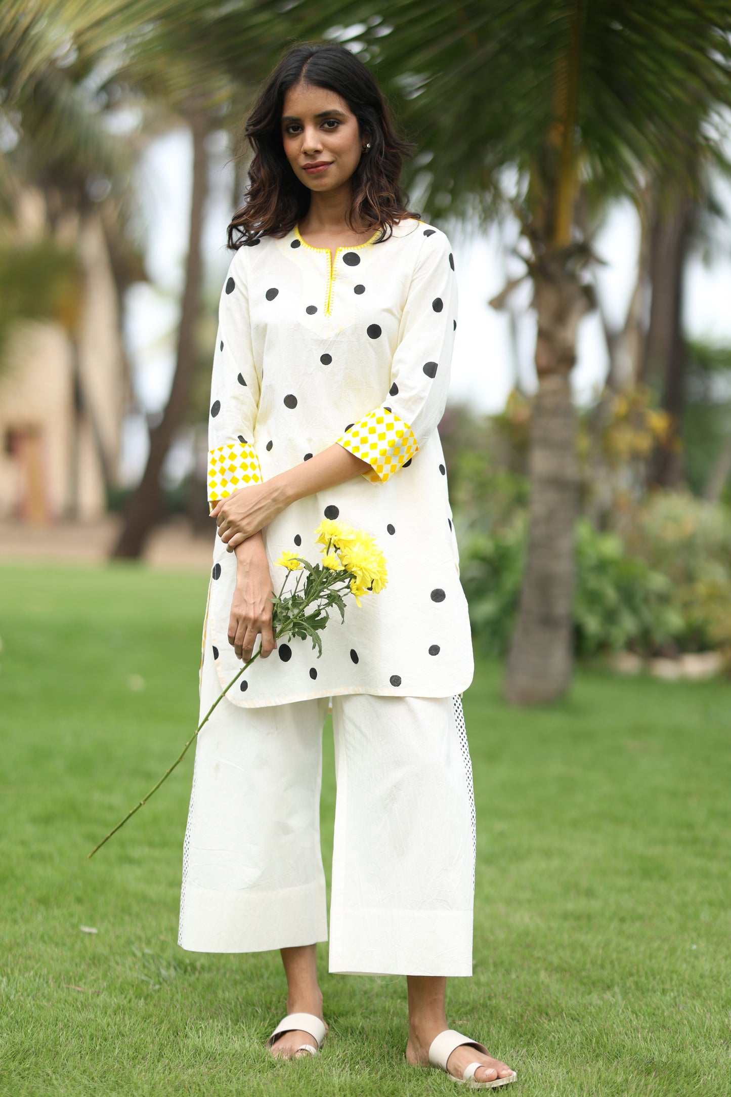Black Polka Co-ord Set - Ivory + Black