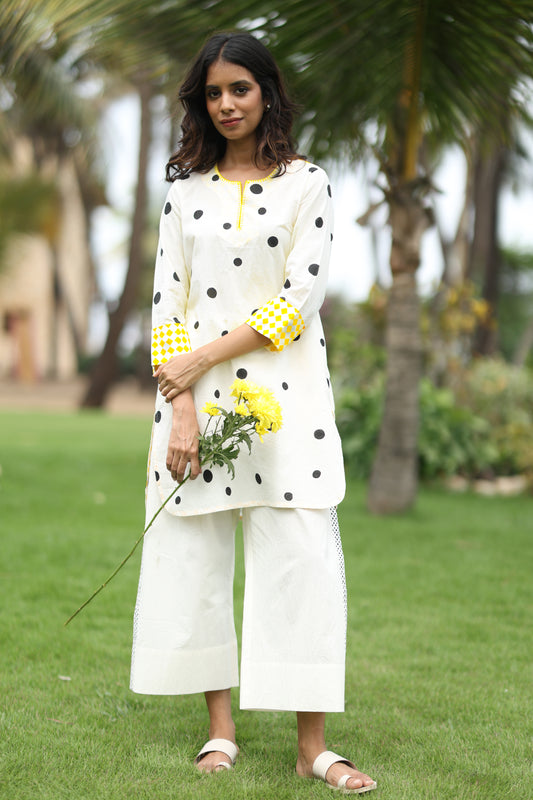 Black Polka Co-ord Set - Ivory + Black