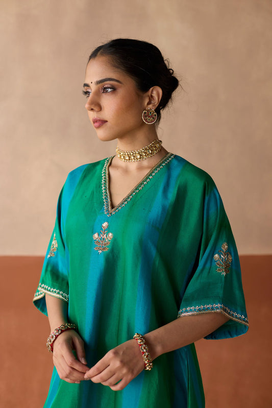 Tie Dye Kaftan - Emerald Green + Blue