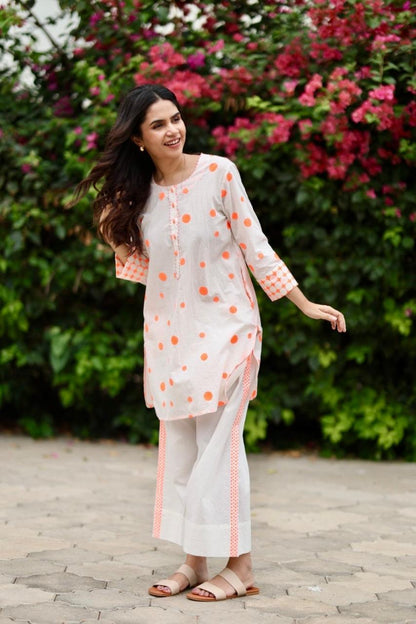 Orange Polka Co-ord Set - Ivory + Orange