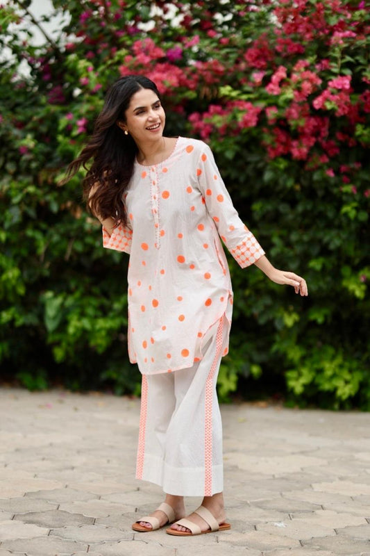 Orange Polka Co-ord Set - Ivory + Orange