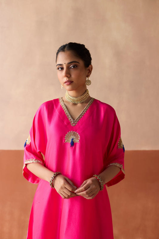 Peacock Kaftan - Fuscia Pink