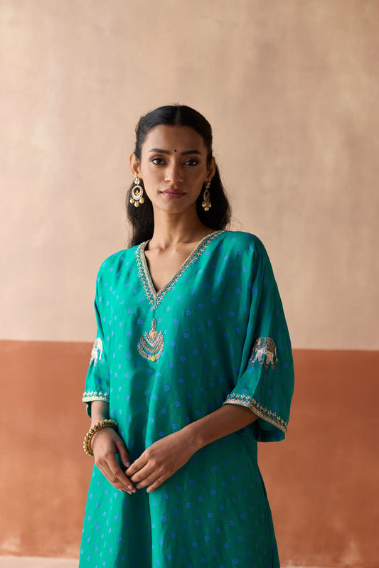 Royal Elephant Kaftan - Turquoise