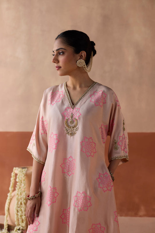 Flower Chaand Kaftan - Blush Pink