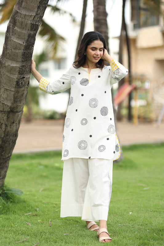Midnight Mix Polka Co-ord Set - Ivory + Black Assorted