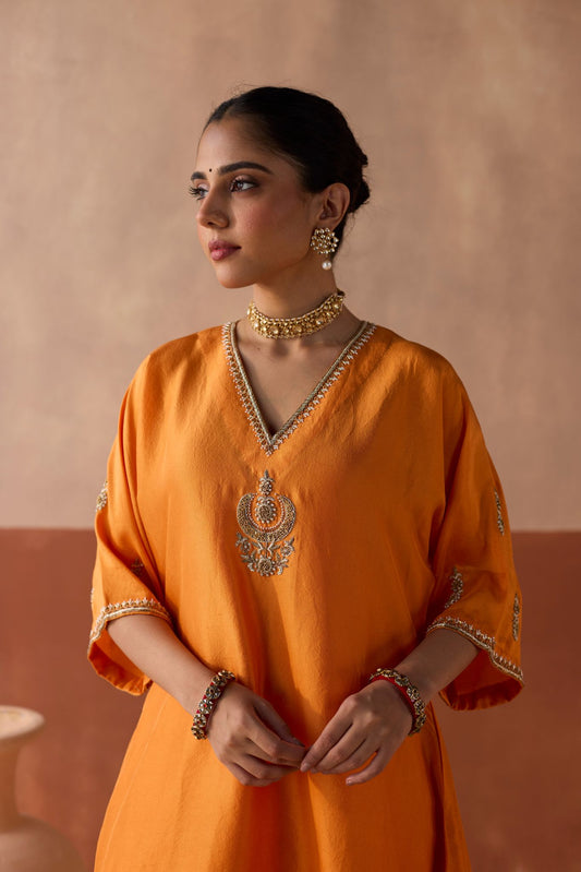 Plain Chaand Kaftan - Marigold