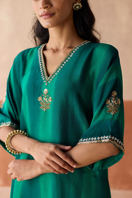Tie Dye Kaftan - Forest Green