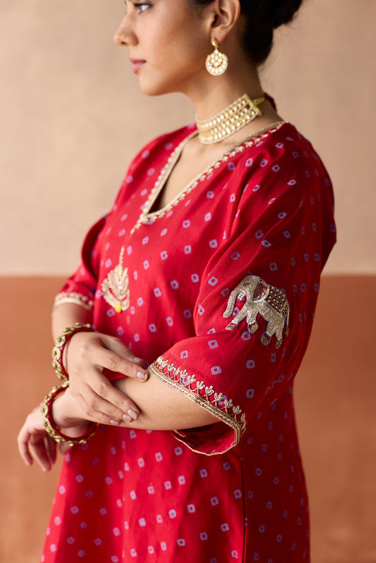 Royal Elephant Kaftan - Ruby Red