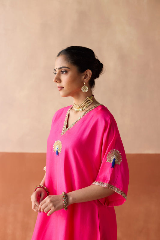 Peacock Kaftan - Fuscia Pink