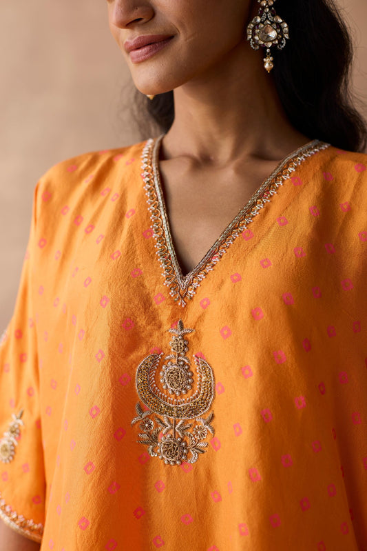 Butti Chaand Kaftan - Marigold
