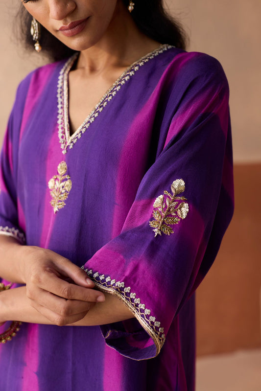 Tie Dye Kaftan - Purple Patta