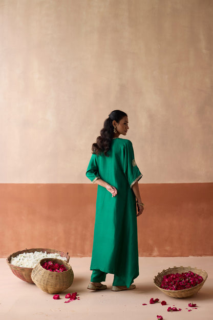 Peacock Kaftan - Emerald Green