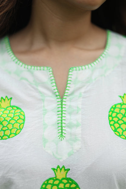 Garden Zest Co-ord Set - Ivory + Green & Yellow