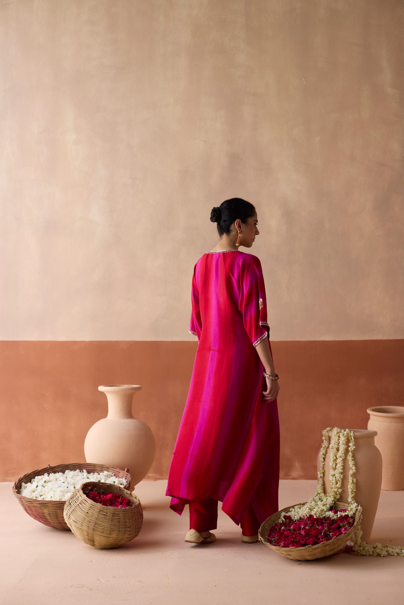 Tie Dye Kaftan - Maroon + Magenta