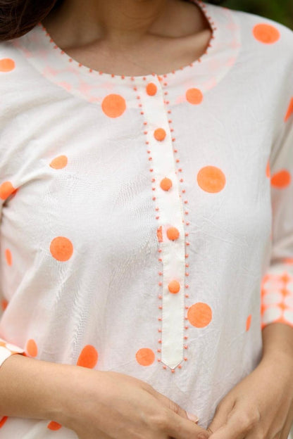 Orange Polka Co-ord Set - Ivory + Orange