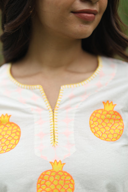 Tangerine Zest Co-ord Set - Ivory + Orange & Yellow
