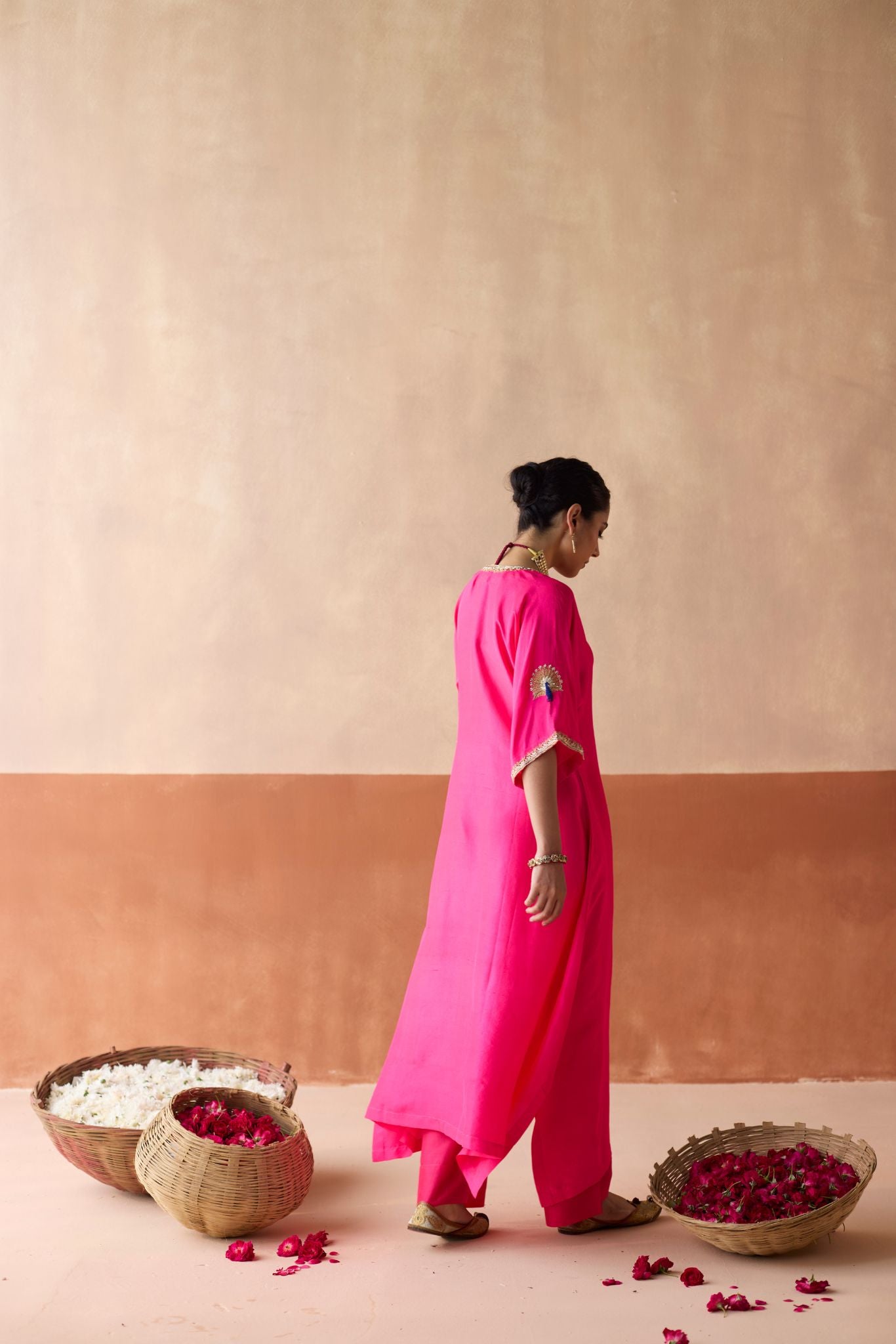 Peacock Kaftan - Fuscia Pink