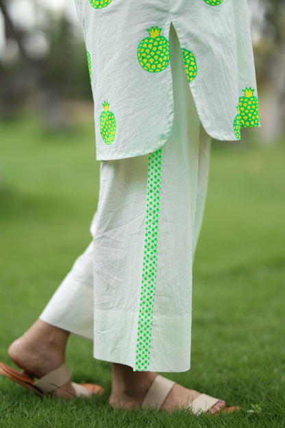 Garden Zest Co-ord Set - Ivory + Green & Yellow