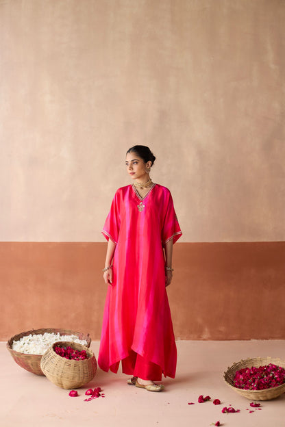 Tie Dye Kaftan - Red+ Pink