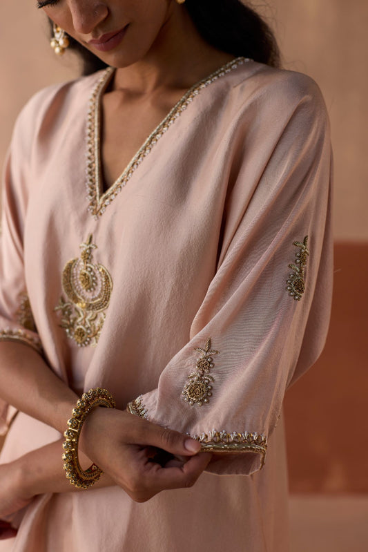 Plain Chaand Kaftan - Blush Pink