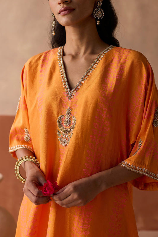 Stripe Chaand Kaftan - Marigold