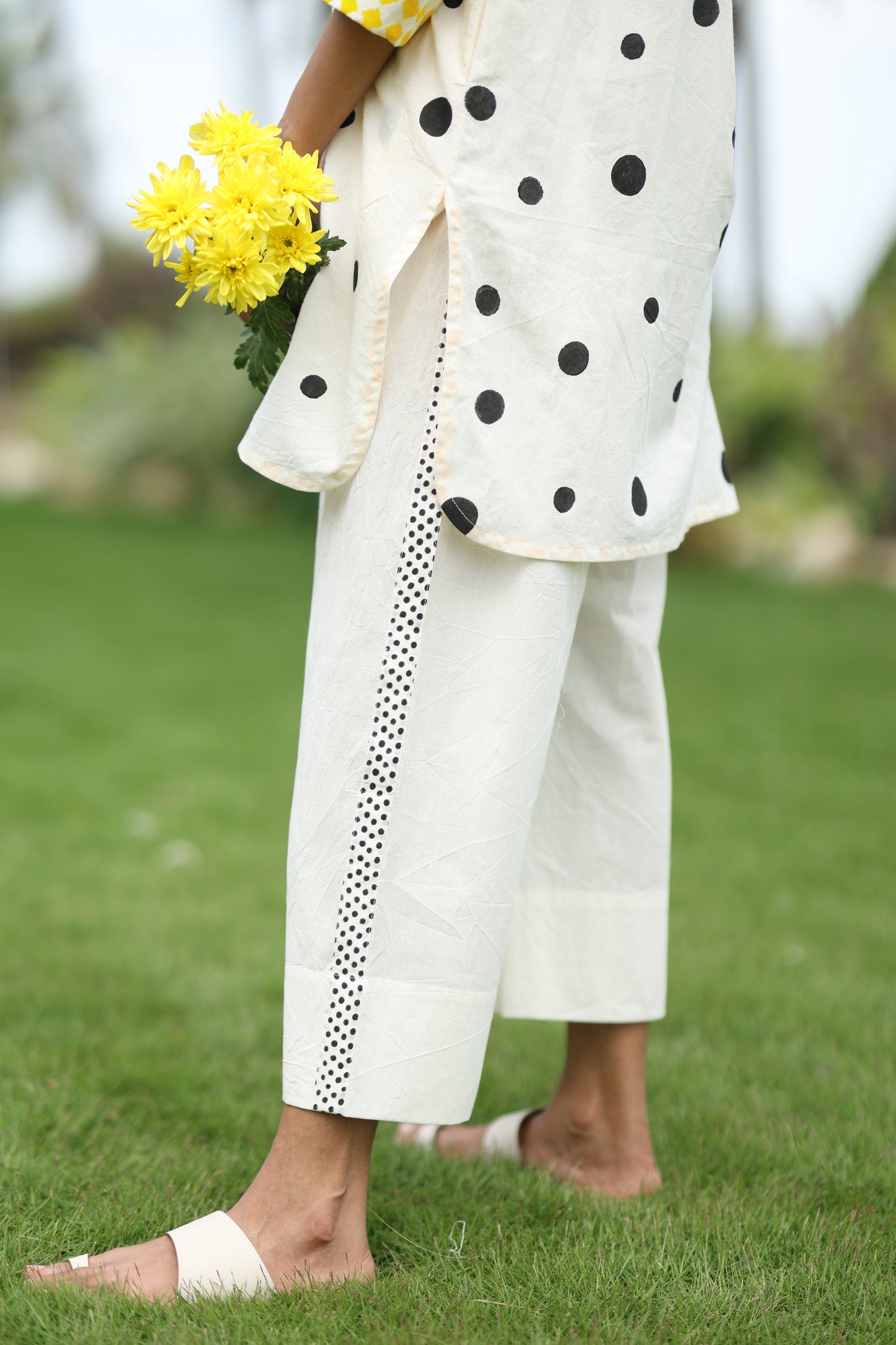 Black Polka Co-ord Set - Ivory + Black