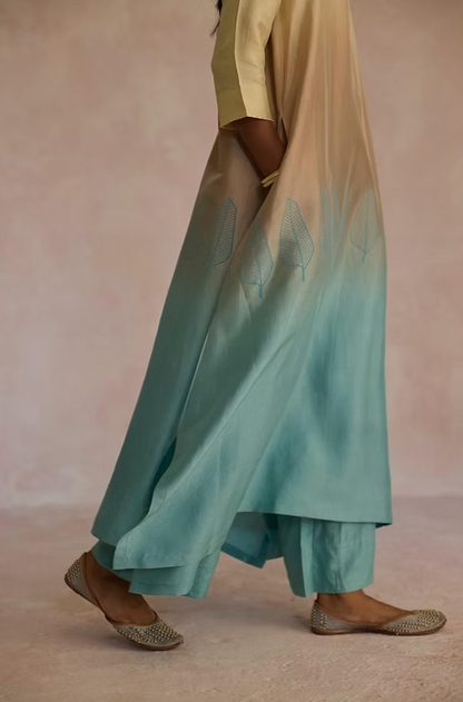 Dupion Leaf Set - Ombre Beige & Blue