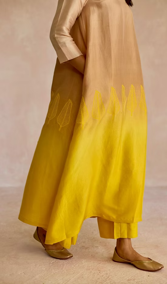 Dupion Leaf Set - Ombre Beige & Yellow