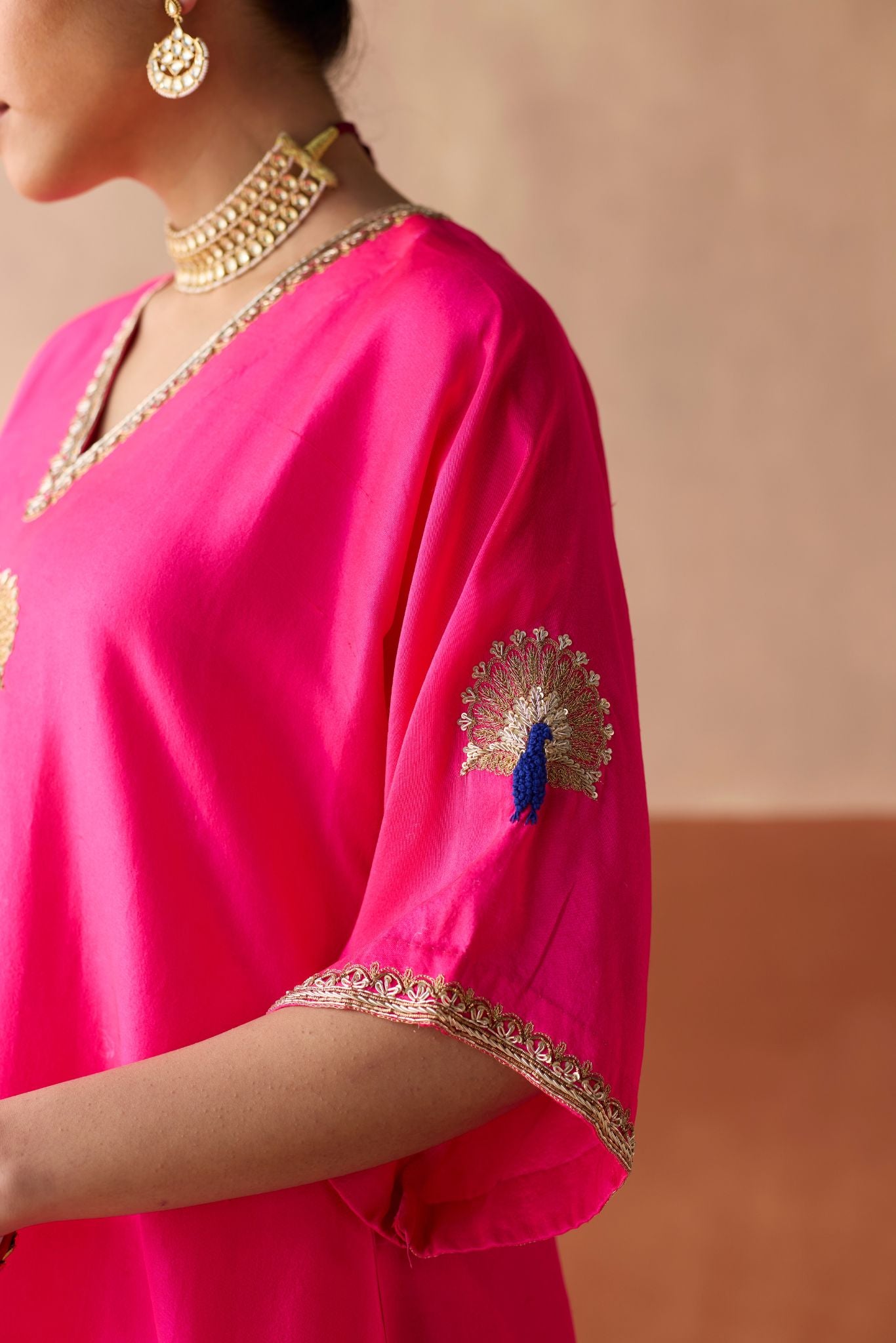Peacock Kaftan - Fuscia Pink