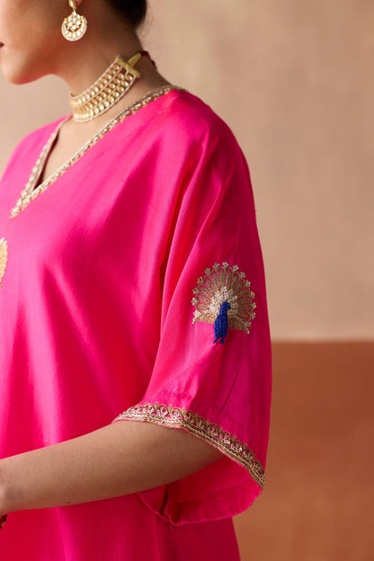 Peacock Kaftan - Fuscia Pink