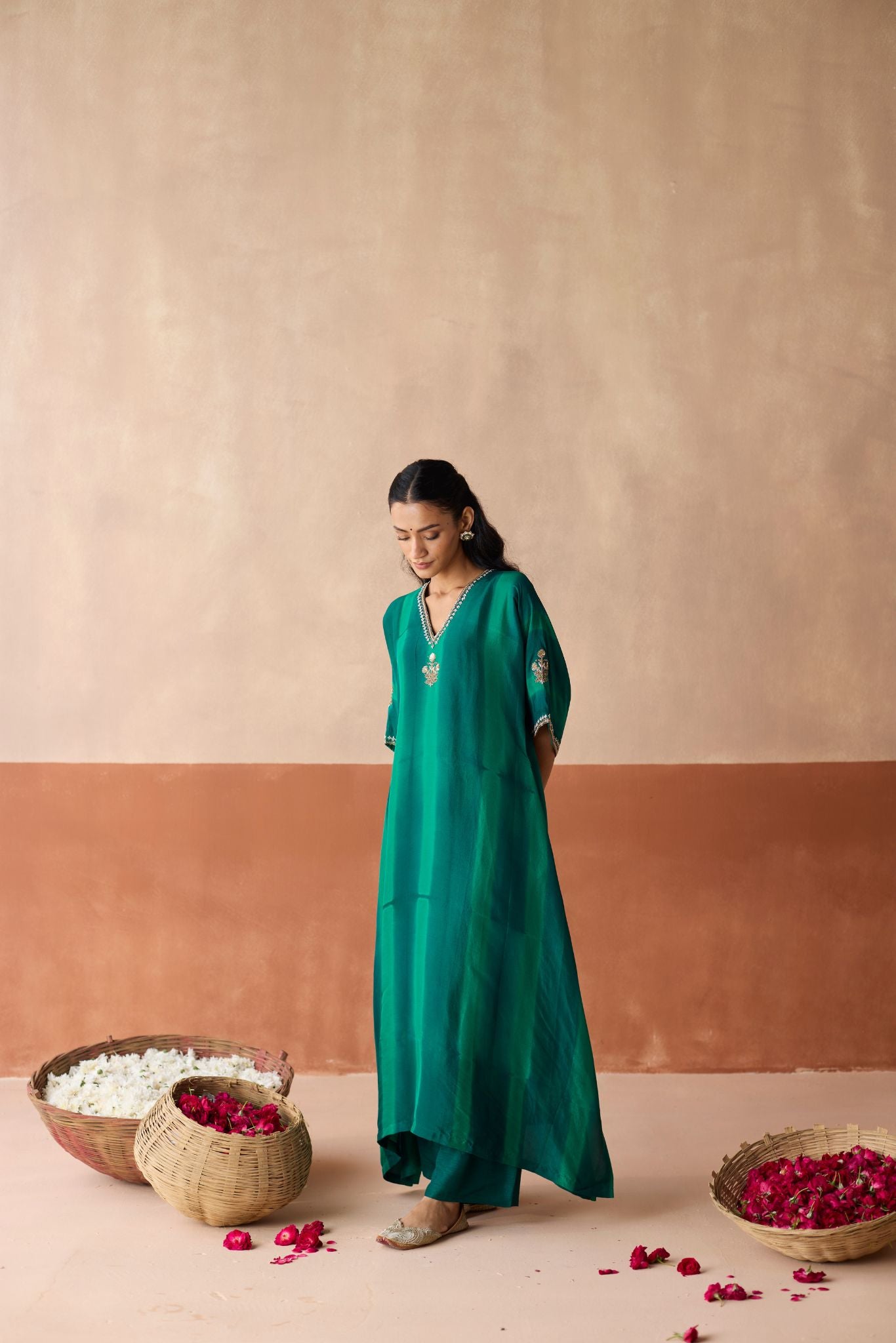 Tie Dye Kaftan - Forest Green