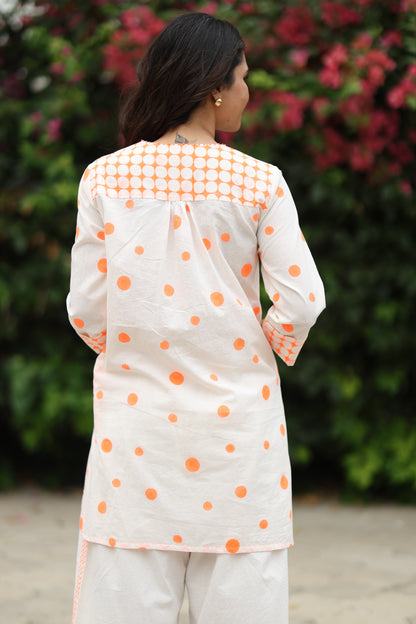 Orange Polka Co-ord Set - Ivory + Orange