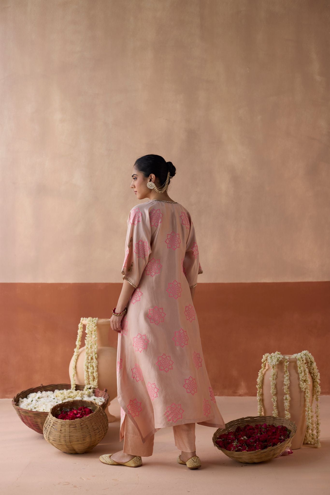 Flower Chaand Kaftan - Blush Pink