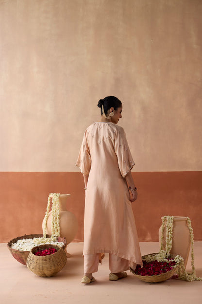 All Over Lotus Butti Kaftan - Blush Pink