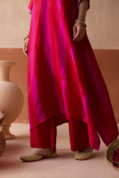 Tie Dye Kaftan - Maroon + Magenta