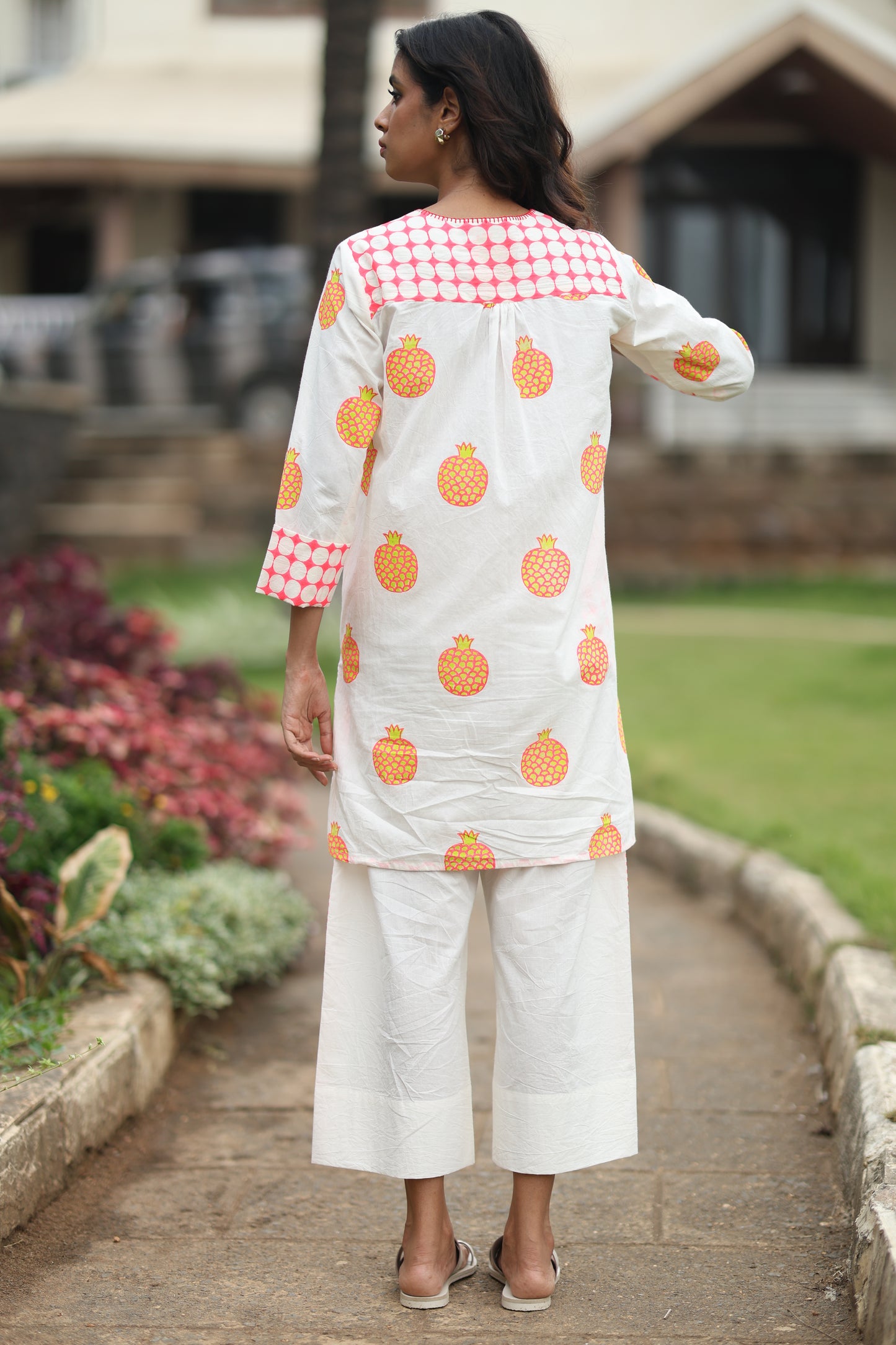 Rosy Zest Co-ord Set - Ivory + Pink & Yellow