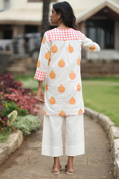 Rosy Zest Co-ord Set - Ivory + Pink & Yellow