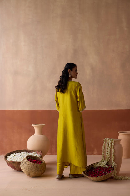 Plain Chaand Kaftan - Leaf Green