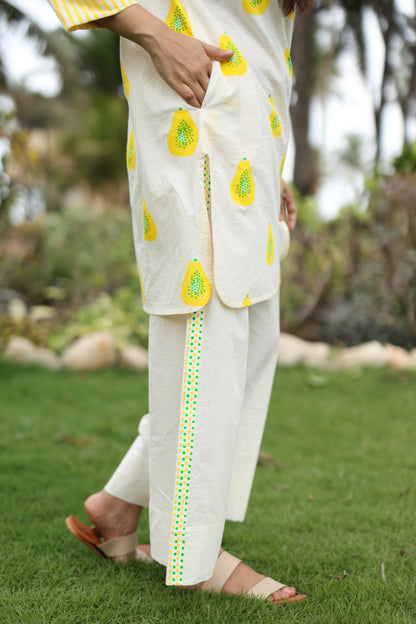 Sunny Grove Co-ord Set - Ivory + Yellow & Green