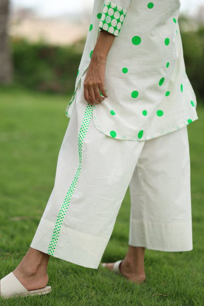 Green Polka Co-ord Set - Ivory + Green